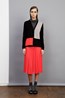 Mondrian Cardigan - Black Multi . Long Long Sleeve Polo - Charcoal . Sunray Skirt - Coral.